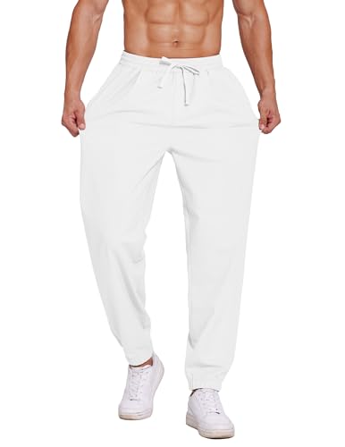 COOFANDY Men's Linen Casual Lightweight Pants Elastic Waist Drawstring Beach Pants with Pockets3