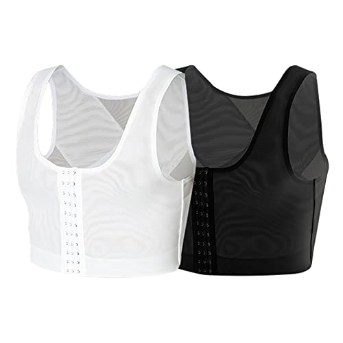 Men's Sport Crop Tank Tops Muscle Workout Vest Shapewear Adjustment Belly Waist Corset Fitness Base Layer Shirts White #TOP3