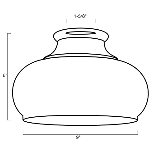 Kira Home Harlow 9" Glass Shade, Clear Replacement Glass, 1-5/8" Fitter Size, 6" X 9", 1-Pack #TOP5