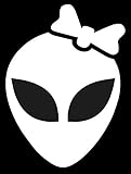 SixtyTwo24 Alien Girl face Sticker - 5' Decal {White}- Roswell Alien, Area 51, Space Ship, Abducted, Flying Saucer, Planet, Roswell NM, UFO, Tablet car, Computer, Sticker Decal