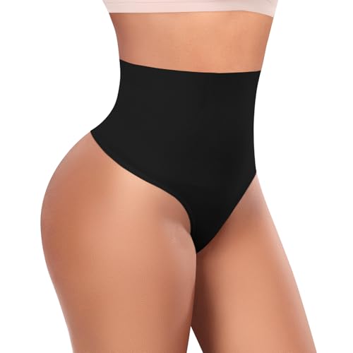 Werena Thong Shapewear Tummy Control Shaper Underwear for Women Seamless Compression Thong Panties Slimming Girdle(01# Mid Waisted Black(slimmming),3X-Large)