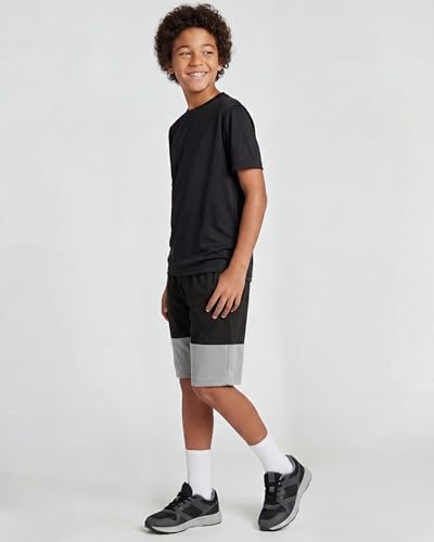 Image of Real Essentials 5 Pack: Boys' Dry Fit Basketball Shorts for Youth Kids Teens - Athletic Running Soccer Sports with Pockets