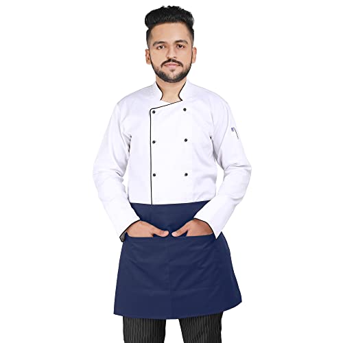YANEK Kitchen Short Apron | Unisex | Chef Kitchen Adjustable Bib Apron with Pockets & Adjustable Tie Rope | For Home, Restaurant, Café, Hotel, Bakery, Salon