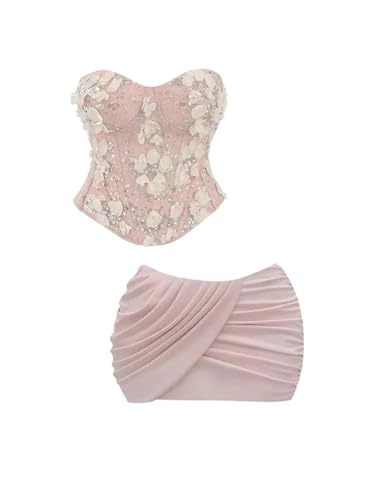 Women Plus Size Floral Print Asymmetrical Crop Top Stripe Skirt