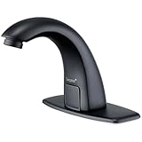 Derpras Touchless Bathroom Faucet with Automatic Sensor Function, Bathroom Sink Faucet with Hole Cover Plate, Matte Black