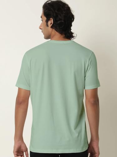 Image of Veirdo Regular Fit Half Sleeves Round Neck Solid Pure Cotton T-Shirt for Men (Available in White, Black, Swan White, Mustard, Maroon, Green, Lilac, Navy, Red Color)