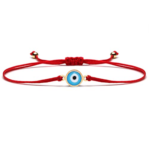 Branets Bracelet mauvais œil pour femme - Bracelet porte-bonheur réglable - Chaîne de main pour femme et fille (Rouge) Cover