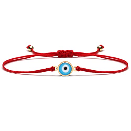 Branets Bracelet mauvais œil pour femme - Bracelet porte-bonheur réglable - Chaîne de main pour femme et fille (Rouge)