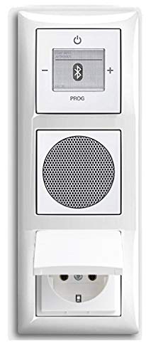 Busch Jäger Unterputz UP Bluetooth Radio 8217 U (8217U) Komplett-Set Balance SI alpinweiß + Lautsprecher + 20EUK-914 Klapp-Steckdose Radioeinheit in 3