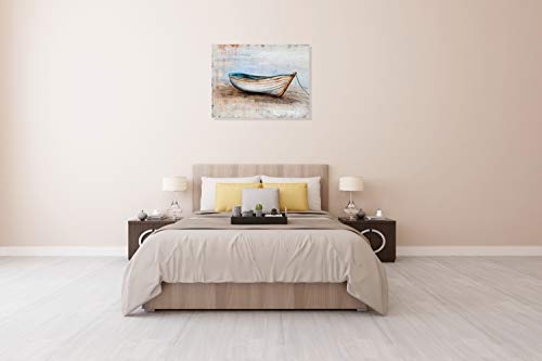 SYGALLERIER Coastal Canvas Wall Art Hand Painted Boat Still Life Painting Modern Nautical Pictures Aesthetic Artwork for Living Room Bedroom Bathroom Decor - Image 4