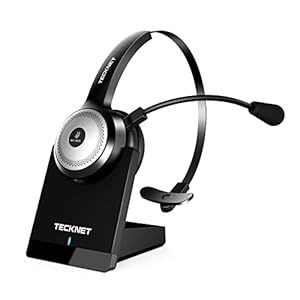 TECKNET Wireless Bluetooth 5.0 Headset with Microphone, AI Noise Cancelling On Ear Headphones with Charging Base for PC…