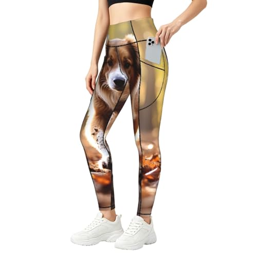 Pantalones de yoga para mujer con estampado de huesos de perro y bolsillos prácticos
