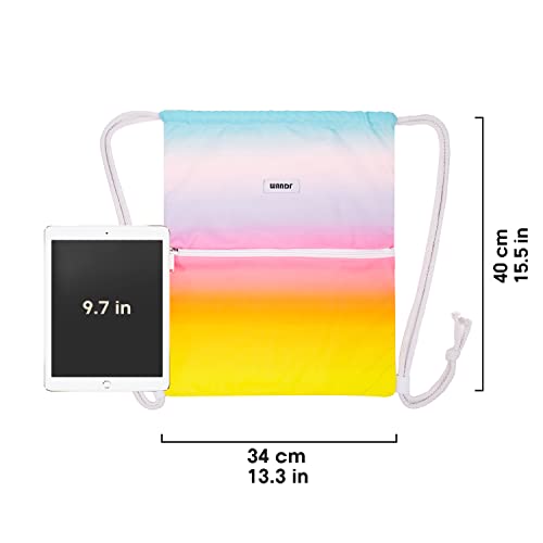 Image of WANDF Drawstring Backpack, Gym Sackpack for Sports (Rain bow) | Water-Resistant, Shopping, Yoga, Travel, Beach, Daily Carry