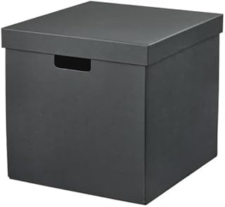 IKEA イケア 収納ボックス ふた付き チャコール 32×35×31cm m50596922 FJADERHARV フィェデルハルヴ