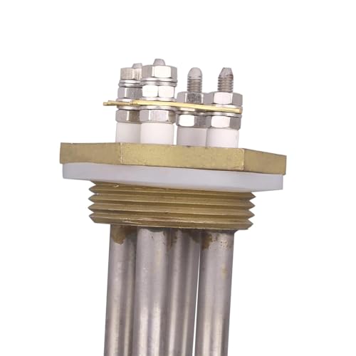 DERNORD 48 V 1500 W DC Heizelement aus Edelstahl mit 1-1/4-Zoll-BSP-Messinggewindeanschluss Doppel-U-Typ