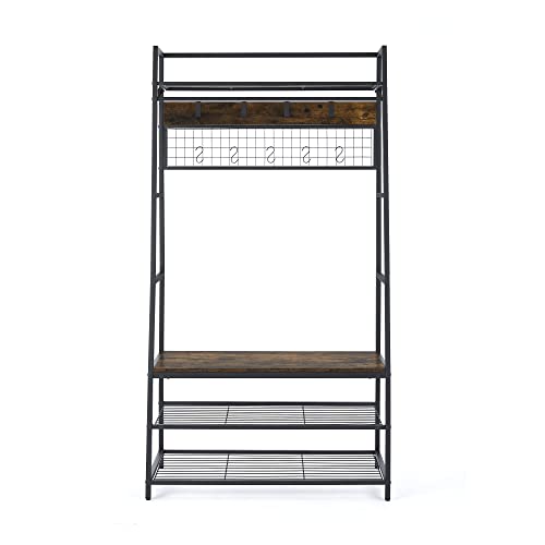 Good & Gracious Entryway Hall Tree 5 In 1 Entryway Bench Coat Rack Mudroom Bench With Storage And Hooks Wood Rustic Brown #TOP3