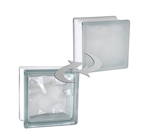 5 piezas FUCHS bloques de vidrio nube blanco satinado por un lado (vidrio mate) 14,5x14,5x8 cm