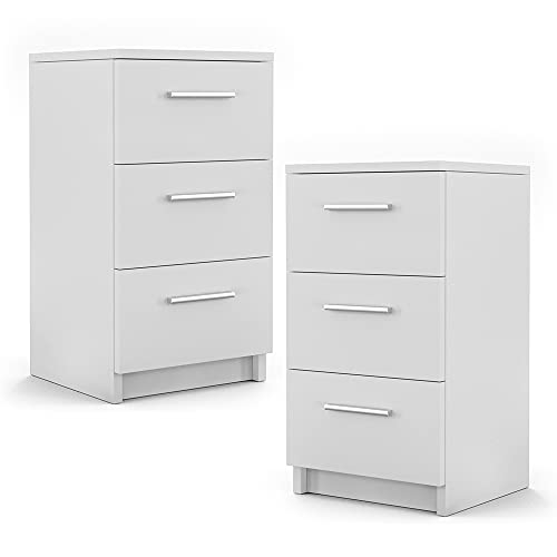 Vicco Nachttisch, Nachtkommode, Weiß, 38 x 66 cm 2er Set