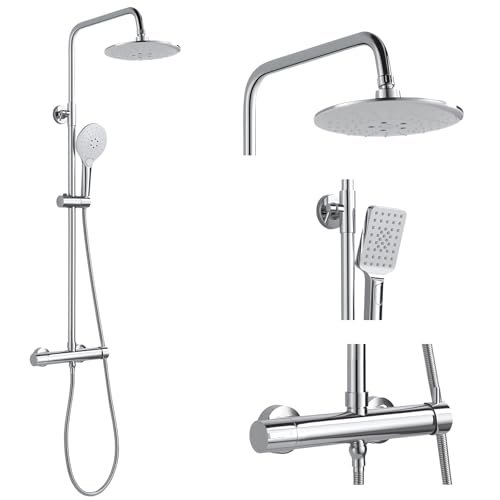 Colonne de Douche avec Mitigeur, Rond Ensemble de...