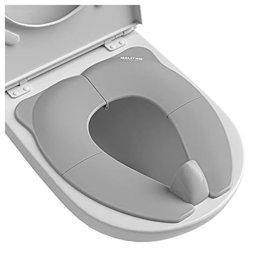 Travel Potty Seat for Toddler & Kid, Maliton Portable Potty Seat with Storage Bag, Foldable Potty for Toddler Travel, Non-Slip Potty Training Toilet Seat Cover with Splash Guard (Grey)