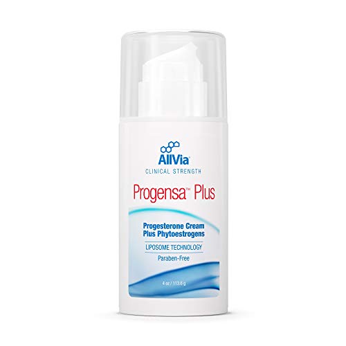 AllVia Progensa Plus Cream - Progesterone Cream Plus Phytoestrogens, Liposome Technology, Clinical Strength, Paraben-Free - 4 Ounces