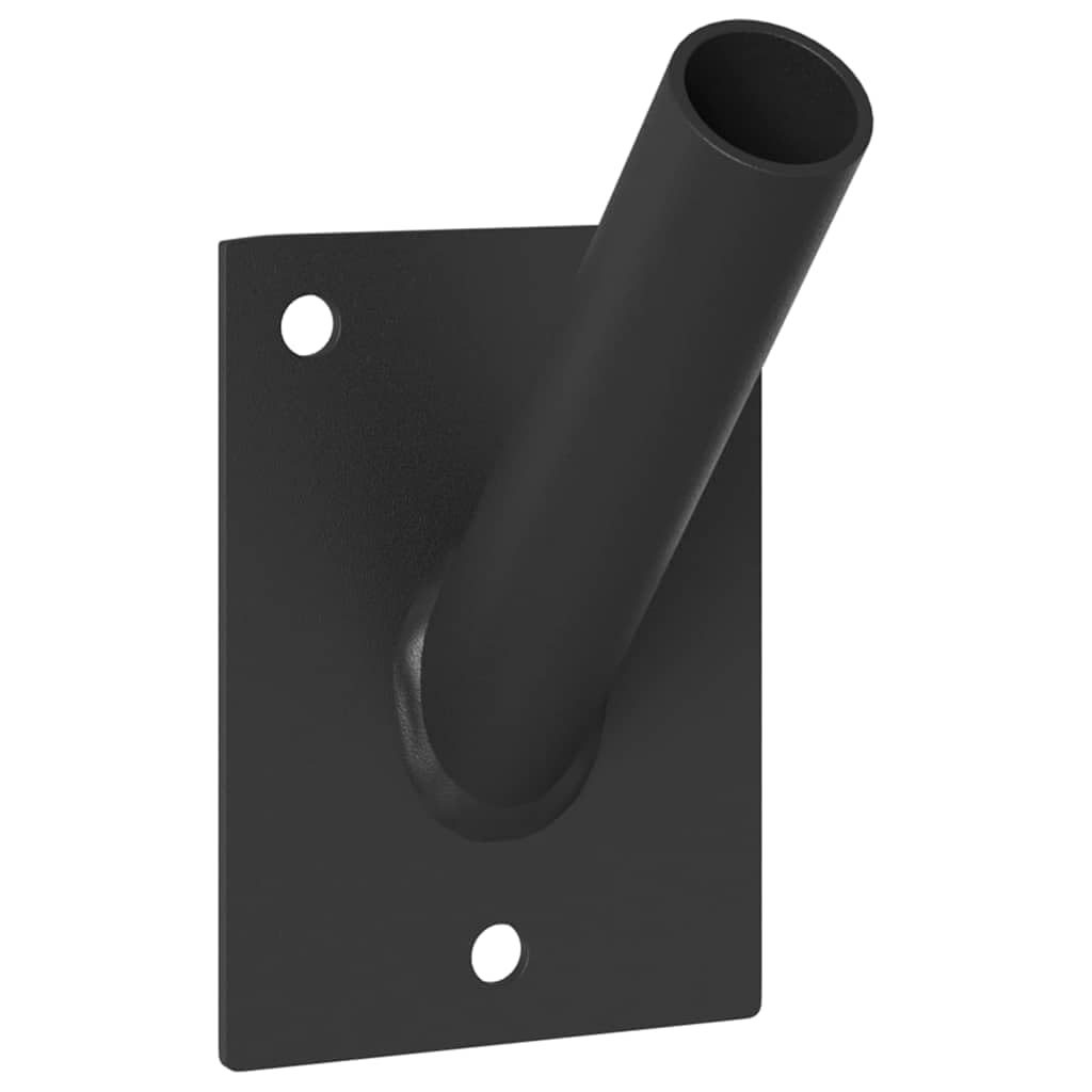 Fahnenhalter Schwarz Stahl Wandhalterung für Fahnenmasten bis 21 mm, 10,5 x 7,5 x 0,25 cm, rostbeständig für Balkon, Garten, Terrasse, Innen und Außenbereich