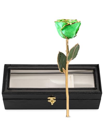 Forever Rose Hand-Dipped in 24K Gold, Peridot-Inspired August Birthstone with