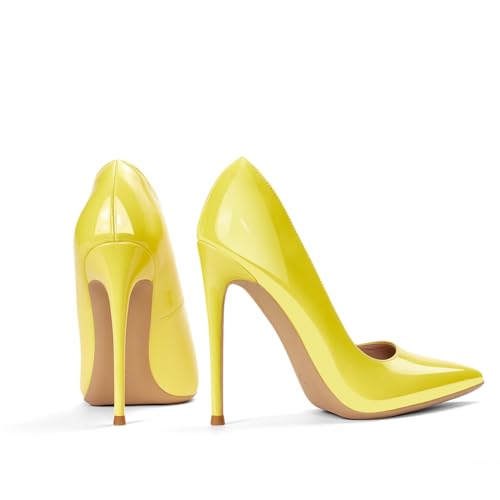 Escarpins tendance à talons hauts jaune fluo pointure 41 - 6