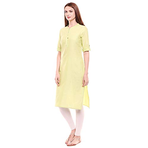 Image of Aurelia Womens Mandarin Collar Solid Kurta