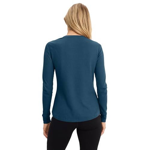 Jockey Women's Loungewear Long Sleeve Waffle Crew, Nocturne Blue, M2
