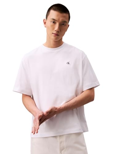 Calvin Klein Men's Relaxed Fit Monogram Logo Crewneck T-Shirt Brilliant White