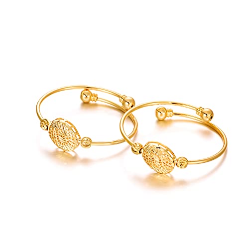 Ethlyn 2Pcs/Lot Christmas Jewelry Gifts18K Gold Plated Girls Teenagers Bracelet Bangle for granddaughter