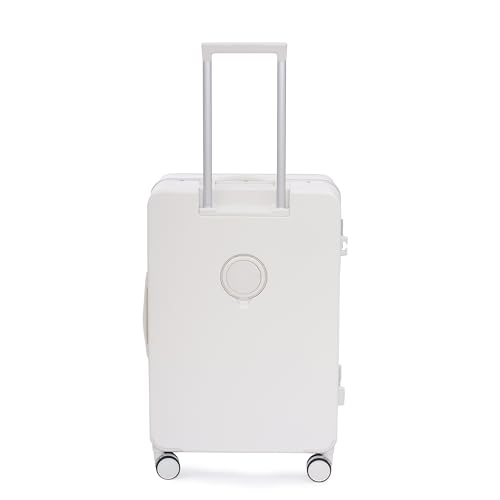 Image of SWISS MILITARY Black Gold Collection Lorenzo-65cm Check-in Hard PC Medium Trolley Luggage Suitcase with Secure Aluminium Frame with Anti-Theft Closure-Ideal for International Travel (70L) White