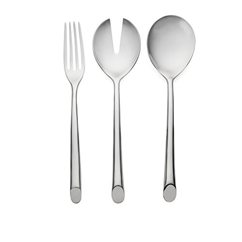nambe Frond 3-Piece Hostess Set | 18/10 Stainless Steel Flatware Serving Fork and Spoon Set | Serving Utensils for Buffet, Catering, Party, Hotel, or Restaurant Use | Dishwasher Safe