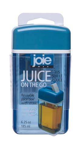 Joie Juice on the Go, 6.25 Ounce Reusable Drink Box with Built-In Flip Straw, Leak-Proof, Ideal On-the-Go Container for Kids, School and Work Lunch Bags, BPA-Free, Dishwasher Safe, Colors May Vary
