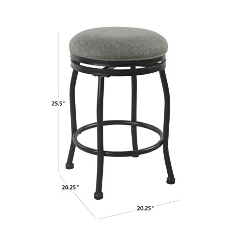 Image of HomePop Round Swivel Counter Stool with Metal Base, 24-Inch, Charcoal