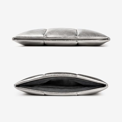 Image of Comfyable Puffy Laptop Sleeve 15 Inch 16 Inch, Quilted Puffer Laptop Carrying Case, Pillow Pouch Compatible for MacBook Air 15 in M4 2025 & MacBook Pro 16 in M4 2024, Silver