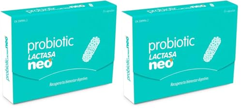 NEO - PROBIOTIC LACTASA 15 capsulas | Probiótico Natural a Base de Lactasa | Sin alérgenos, sin GMO, sin nanomateriales | Tomar 1 para prevenir molestias por Lactosa (Paquete de 2)