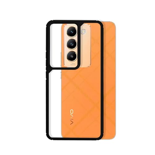Image of AIBEX Crystal Clear Back Cover with Vivo T3 5G / Vivo Y200E 5G Back Cover Case | 360 Degree Protection | Shock Proof Design | Transparent Back Cover (PC & TPU, Black Bumper)