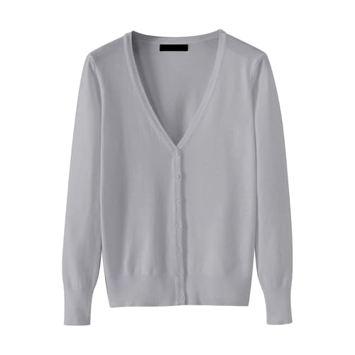 Chaqueta De Punto Mujer Cárdigan para Mujer Otoño Manga Larga Cardigan Cuello en V Elegante con Botones Invierno Suéter Abierto Informal Cálido Color Liso Jersey Cómodo Básico Tallas Grandes