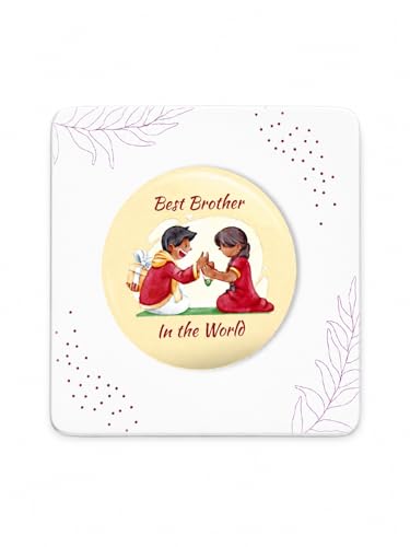 Image of rakhi gift | Rakhi for Brother | Premium Raksha Bandhan Gift Combo with Fridge Magnet, Roli Chawal & Card | Rakhi Gift Hamper Raksha Bandhan Gift |Gift Pack