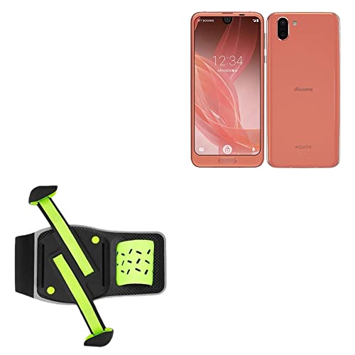 BoxWave Holster Compatible with Sharp Aquos R2 - FlexSport Armband, Adjustable Armband for Workout and Running - Stark Green