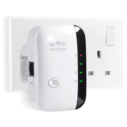 saiyuanxing WiFi Extender Booster,WiFi Signal Booster,Internet Coverage Up to 3000 Sq.Ft! Works with 45+ Devices & Features Easy Setup,2.4GHz Band WiFi Extender and LAN Port (black white, 1)