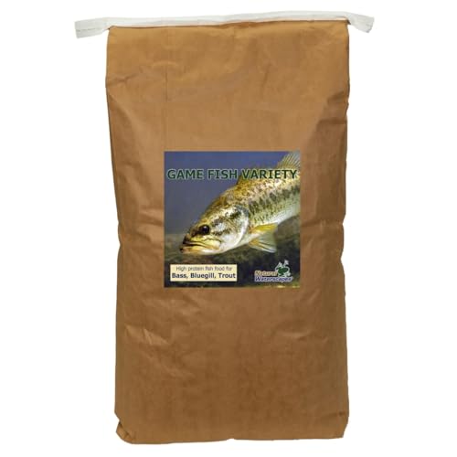 Natural Waterscapes Game Fish Food Variety | 40 lb Bulk Fish Food Pellets | Feed to Bass, Bluegill, Trout, Catfish, Tilapia