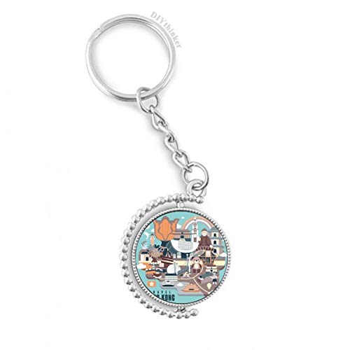 Porte-clés rotatif Chine Hong Kong souvenir touristique multicolore
