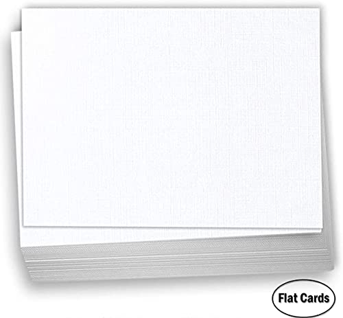 Tarjetas planas Hamilco de 100 libras con acabado de lino premium en blanco 2