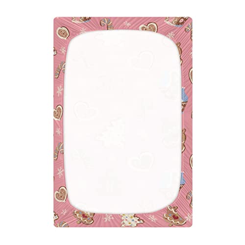 Image of Christmas Gingerbread Houses Crib Sheets Soft Breathable Fitted Baby Playard Sheets Mattress Cover for Girls Boys, 39 inch x 27 inch x 5 inch