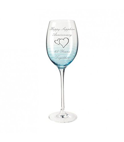 Paire de verres à vin Mariage 45 ans gravure saphir