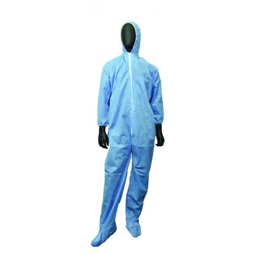 Safety Products SP Disposable Coverall Suit with Hood Blue Free Size 1 Pieces