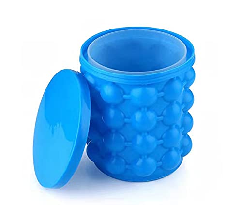 Gteller Bac à glaçons - Grand seau à glace avec couvercle - 2 en 1 - Portable - Pour whisky, cocktails, boissons - Bleu